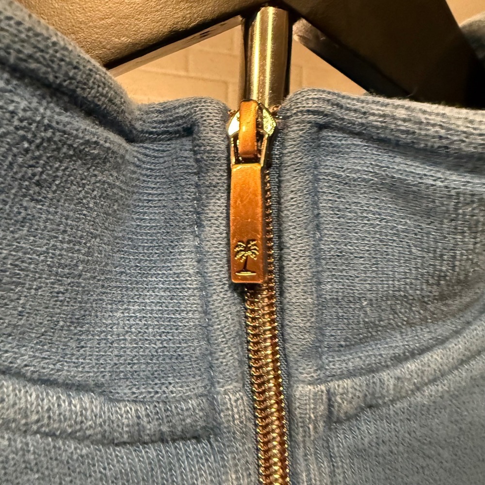 Tommy Bahama Blue Cotton 1/4 Zip Pullover Sweatshirt Men's XL TG - Picture 2 of 4